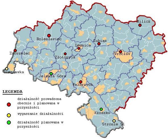 III PROPONOWANE ZMIANY Mapa z naniesionymi propozycjami zmian oddziałów psychiatrycznych ogólnych w szpitalach psychiatrycznych i oddziałach psychiatrycznych przy szpitalach wielospecjalistycznych na