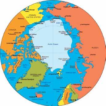 Į gamtinius išteklius, esančius Arkties vandenyne, pretenduoja Kanada, JAV, Danija, Norvegija ir Rusija.