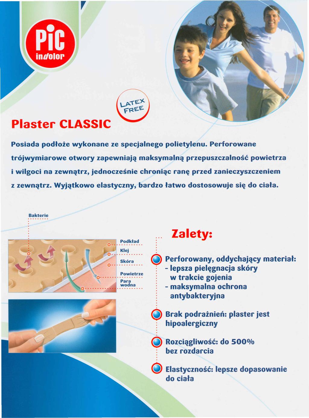 Plaster CLASSIC Posiada podłoże wykonane ze specjalnego polietylenu.