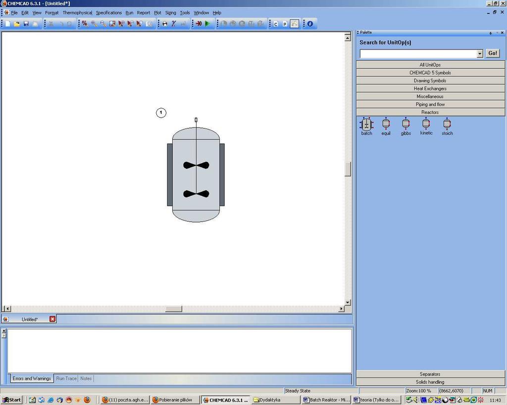 Zadanie ChemCad - Batch Reaktor Opracowanie: dr inŝ. E.