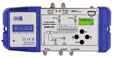 poziom wyjściowy [dbμv] 107 116 Szumy [db] 5 9 Ilość wyjść 1 Zasilanie 230 V / 50 Hz / 7 W * Konfigurowany cyfrowo WWK 861 R89067 TELKOM TELMOR WWK 861 Wyjścia 5 R89860 Pasmo pracy FM 4x