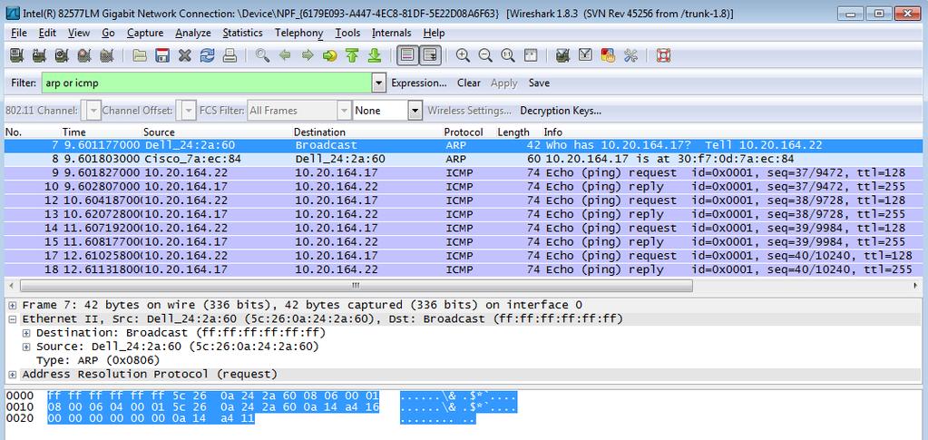 Krok 3. Zbadaj ramki Ethernetowe w danych przechwyconych w Wireshark.