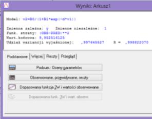 W akim wypadku do budowy analiycznego modelu prognosycznego można zasosować jedną z funkcji o zmiennym empie wzrosu, j. funkcję logisyczną lub loglogisyczną. Do oszacowania paramerów ww.