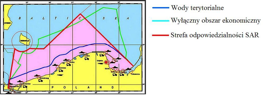 odpowiedzialności SAR, ponieważ polski rejon poszukiwania i ratownictwa nie w pełni pokrywa się z granicą naszej strefy ekonomicznej.