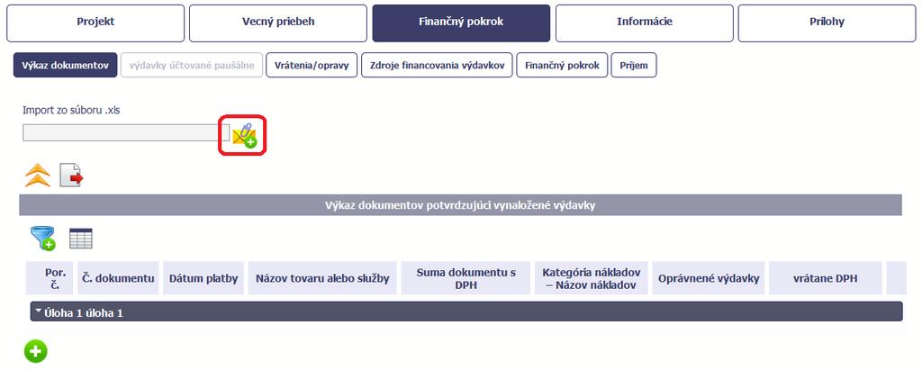 čiastkovej žiadosti o platbu, odporúčame, aby ste výkaz dokumentov vyplnili v súbore.xls, v súlade s pokynmi uvedenými v ďalšej časti.