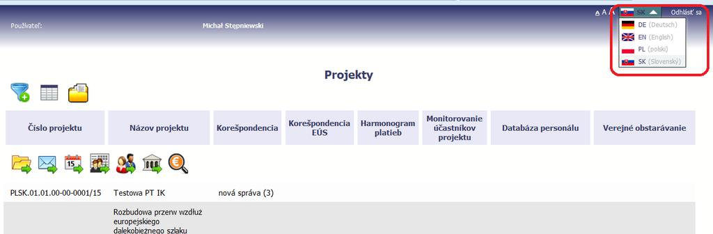 2. Navigácia a grafické usporiadanie SL2014 Po úspešnom prihlásení do systému môžete začať prácu spojenú s riadením vášho projektu.