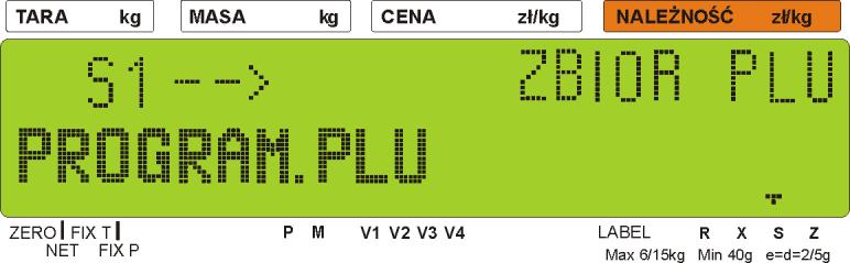 trybie sprzedaży R. Wyświetlacz wagi wygląda jak obok.