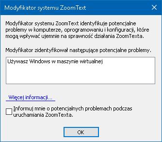 Rozdział 11 Wsparcie ZoomTexta 273 Profil systemu Profil systemu ZoomTexta określa podstawowe problemy z konfiguracją systemu, które mogą spowolnić działanie systemu podczas pracy z