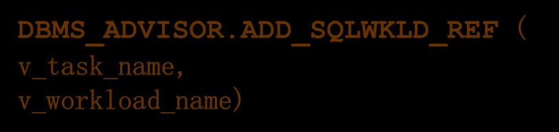 VARCHAR2) Zdefiniowanie zawartości obciążenia ADD_SQLWKLD_REF ( v_task_name,