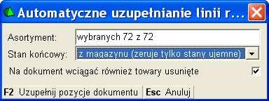 Przy jego pomocy możesz ustalić automatycznie STAN KOŃCOWY z magazynu (zeruje tylko ujemne stany): Wypełnić remanent wszystkimi towarami z bazy programu.