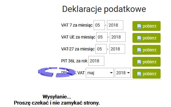 Dodatkowo na dole przeglądarki w Systim powinna być widoczna informacja: Wysyłanie...Proszę nie zamykać strony.