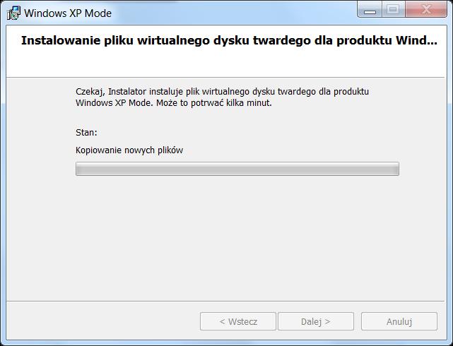 Zakończenie instalacji wirtualnego dysku twardego zostanie potwierdzone