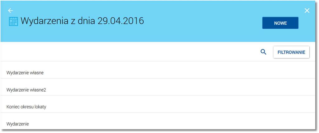 PRZEGLĄDANIE WYDARZEŃ Z DNIA Użytkownik systemu CBP ma możliwość przeglądania listy wydarzeń z wybranego w terminarzu dnia.