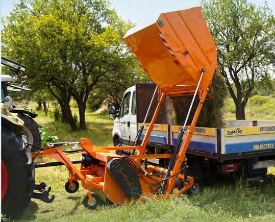 Wyposażanie standardowe: Hydrauliczny wysyp Automatyczny naciąg pasów Regulacja wysokości koszenia za pomocą wału kopiującego Blachy ochronne (IBIS z osłoną gumową) Przednie koła kopiujące (opcja w