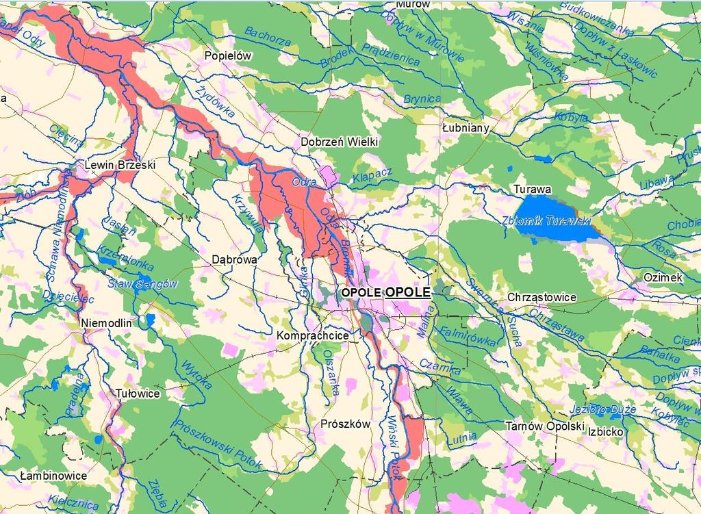Rysunek 3. Wstępna ocena ryzyka powodziowego - mapa orientacyjna obszarów na których wystąpienie powodzi jest prawdopodobne. Źródło: www.kzgw.gov.pl W dniu 15 kwietnia 2015 r.