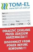 Przed ustawieniem na termostacie żądanej temperatury należy sprawdzić maksymalną dopuszczalną temperaturę