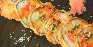 Vegetarian Tempura Roll... 22 zł wegetariańska chrupiąca rolka z warzywami w tempurze 15. Yumi Tempura Roll... 35 zł rolka z trzema gatunkami ryb, ogórek, kampyo, sos teriyaki 16. Tartare Tempura.