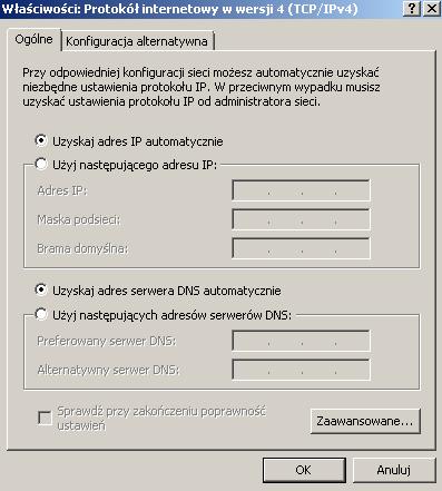 Przestaw kartę sieciową na pracę w trybie DHCP, poczekaj chwilę aż komputer otrzyma od routera adres IP, Lub wprowadź konfigurację ręcznie: IP komputera: 192.168.1.123 maska podsieci: 255.