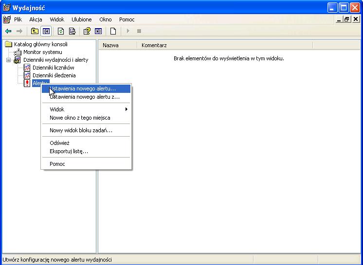 Kliknij prawym przyciskiem myszy Alarmy>