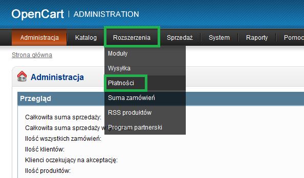 4. Pojawi się lista wtyczek do przyjmowania płatności, posortowana alfabetycznie. Odszukaj moduł Transferuj.pl na dole listy. 5.