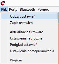 Możliwy jest zapis aktualnych danych w pliku z rozszerzeniem *.set przy użyciu polecenia ''Zapisz''. Wszystkie parametry takie jak wartości mnożnika, poprawek, typy czujników, punkty map itd.