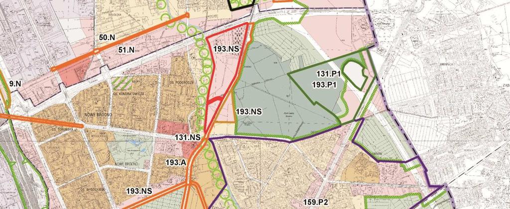 Bramy Białostockiej (1/159) doprowadzenie do zgodności zapisów Studium i zmian mpzp Zacisza-Elsnerów (2/193) zmiana U.