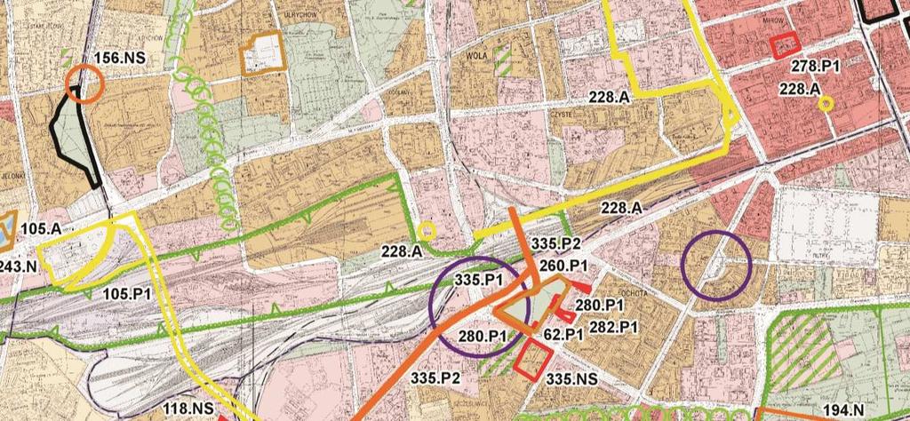 Fabryka Norblina) (2/278) P1 wnioski problemowe do uzgodnień wewnętrznych: (1/2) wymaga uzgodnienia z BGN (105) dopuszczenie innych funkcji usługowych wymaga