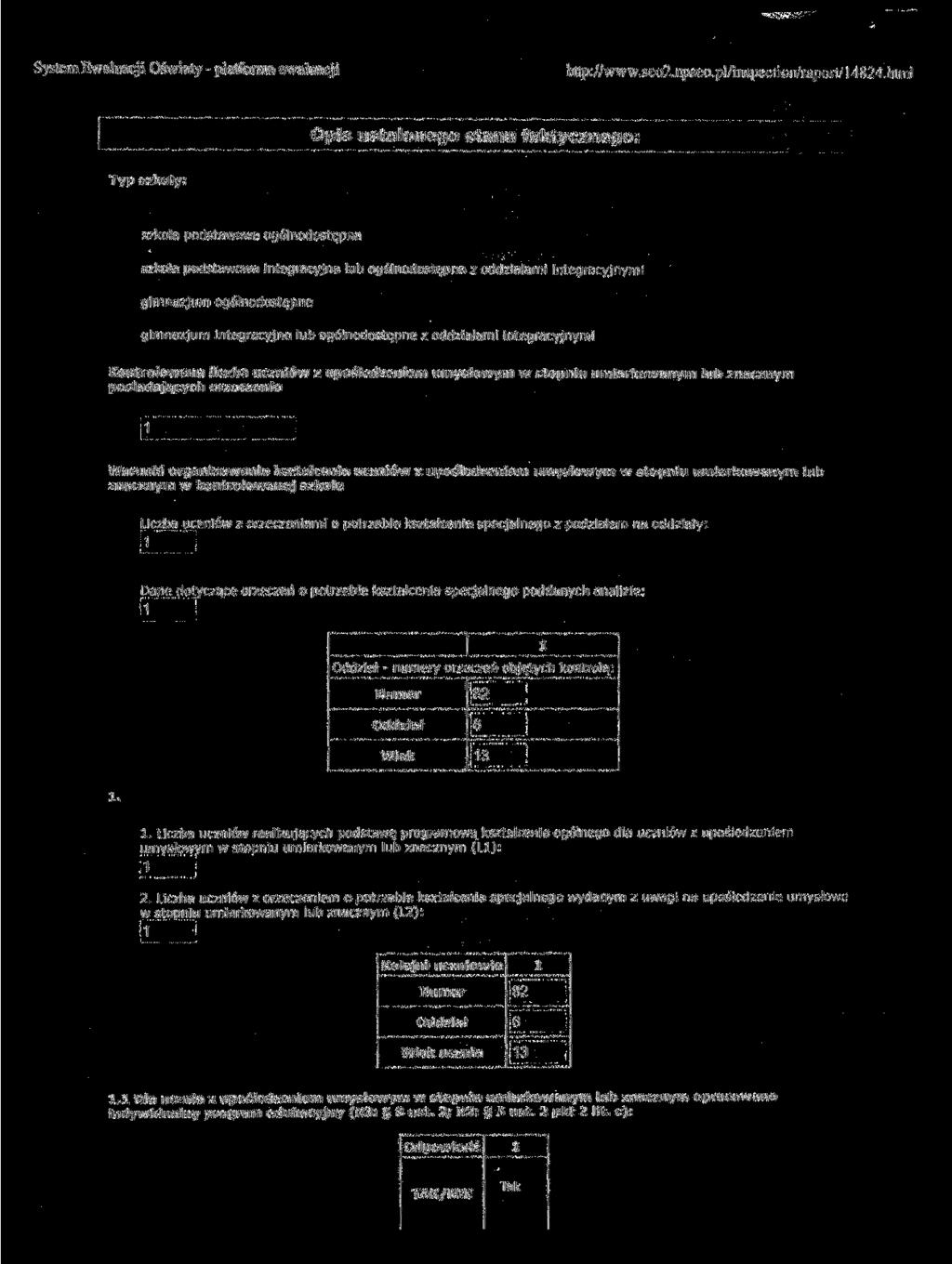 System Ewaluacji światy - platforma ewaluacji http://www.seo2.npseo.pi/inspectioii/'raport/!4824.htni!