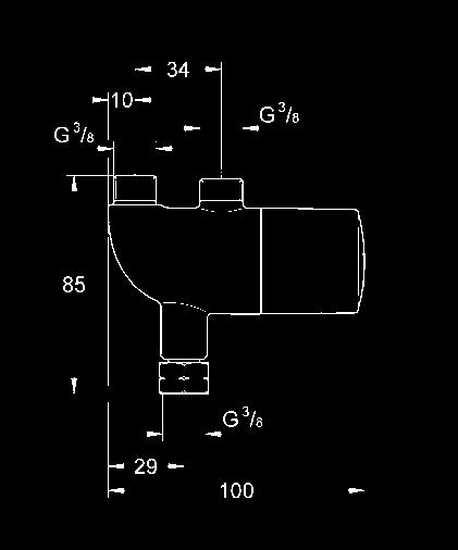 nakrętką złączkową 3/8 na górze 3/8 gwint zewnętrzny głowica termostatyczna GROHE TurboStat wbudowane zawory zwrotne sitko