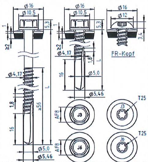 strona 26 Europejskiej Oceny Technicznej S235 do S355 EN 10025-1 zdolność wiercenia: Σ(tN2 + tn,ii) 13,0 mm NR,k,II: