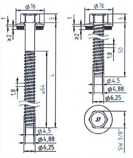 strona 36 Europejskiej Oceny Technicznej stal nierdzewna CRONIMAKS S235 do S355 EN 10025-1 średnica otworu