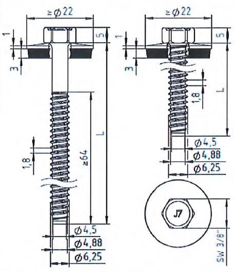 strona 38 Europejskiej Oceny Technicznej stal nierdzewna CRONIMAKS S235 do S355 EN 10025-1 średnica otworu