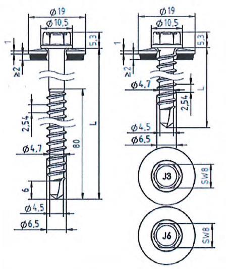 strona 40 Europejskiej Oceny Technicznej drewno EN 14081 zdolność wiercenia: tn2 2,00 mm parametry zdefiniowane : My,Rk = fax,k = 9,742 Nm 11,810 N/mm 2 lef 44 mm