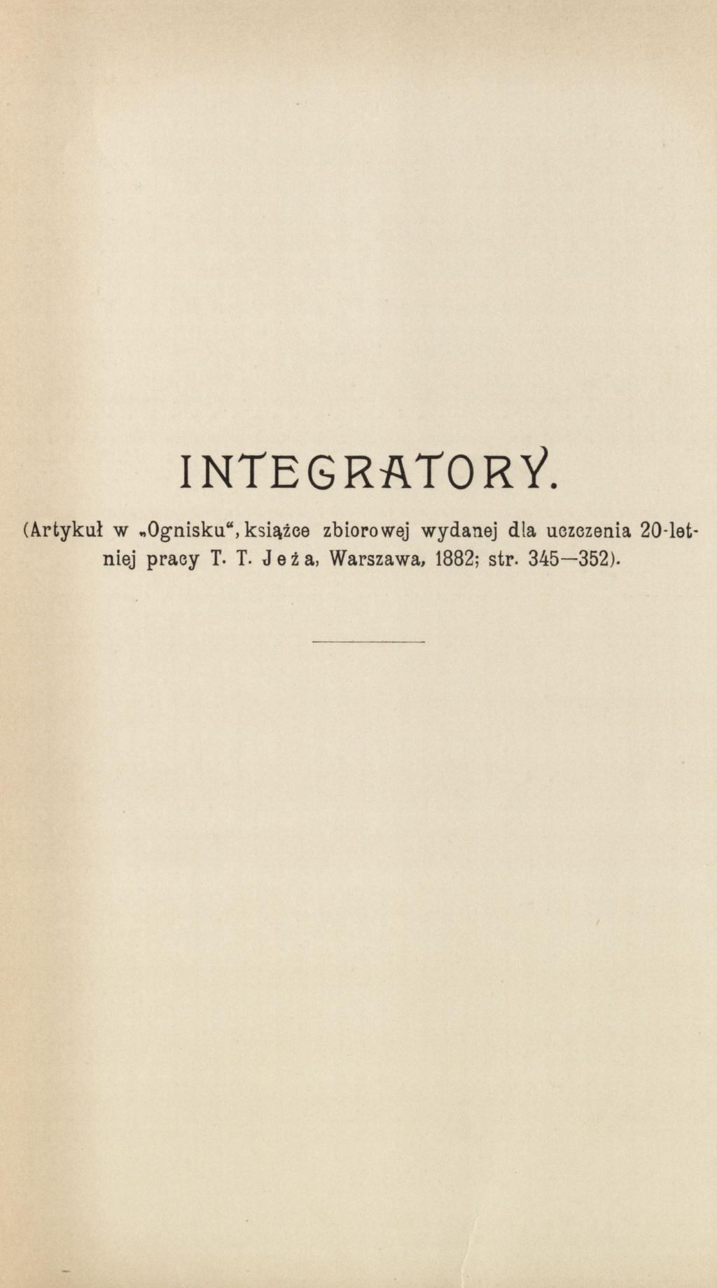 INTEGRATORY. w.