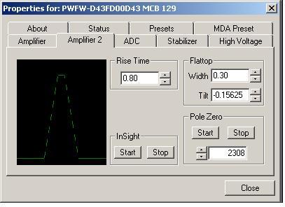 Zakładka Amplifier2 Duży wybór możliwości ustawień Rise Time pozwala na precyzyjną kontrolę, poprzez uzyskanie kompromisu pomiędzy rozdzielczością a wydajnością.