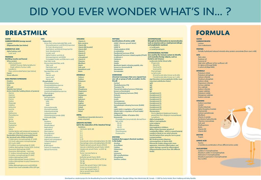 Infografika prezentująca skład mleka kobiecego, w stosunku do mieszanki Źródła: http://www.kobiety.med.