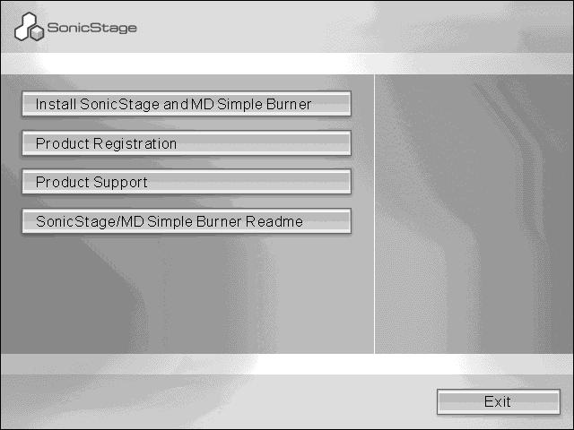 3 Kliknij [Install SonicStage and MD Simple Burner], a następnie postępuj zgodnie z wyświetlanymi instrukcjami. Kliknij [Install SonicStage and MD Simple Burner] Dokładnie przeczytaj instrukcje.