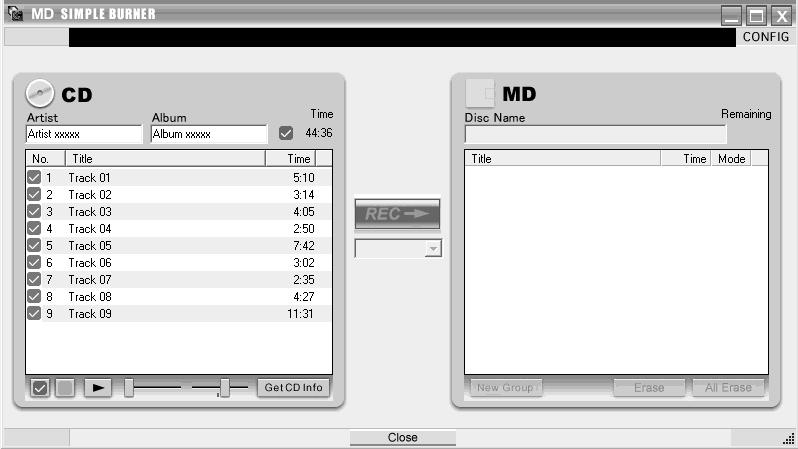 Korzystanie z MD Simple Burner Przed użyciem oprogramowania MD Simple Burner MD Simple Burner umożliwia przenoszenie utworów muzycznych z płyty audio CD znajdującej się w napędzie CD komputera na