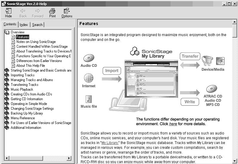 Korzystanie z rekordera podłączonego do komputera Dostarczone oprogramowanie SonicStage umożliwia przesyłanie danych audio między rekorderem a komputerem.