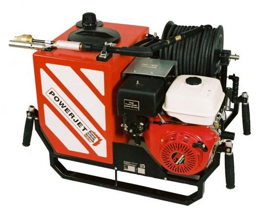 Agregaty gaśnicze i wyposażenie dodatkowe Agregat gaśniczy POWERJET POWERJET jest to przenośne urządzenie gaśnicze wyposażone w wysokociśnieniową pompę ze zbiornikiem, przeznaczone do małych pożarów