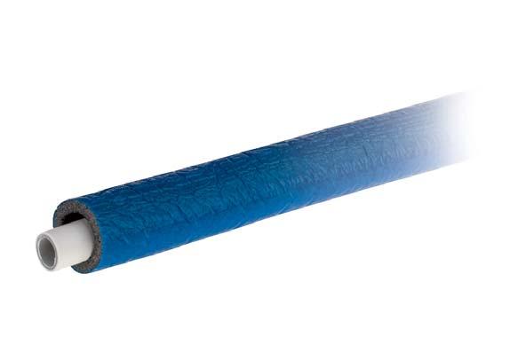 Rury Rura wielowarstwowa w otulinie termoizolacyjnej z płaszczem przeciwilgociowym w kolorze niebieskim. Grubość izolacji 6 mm, współczynnik przewoności cieplnej 0,04 W/mK.