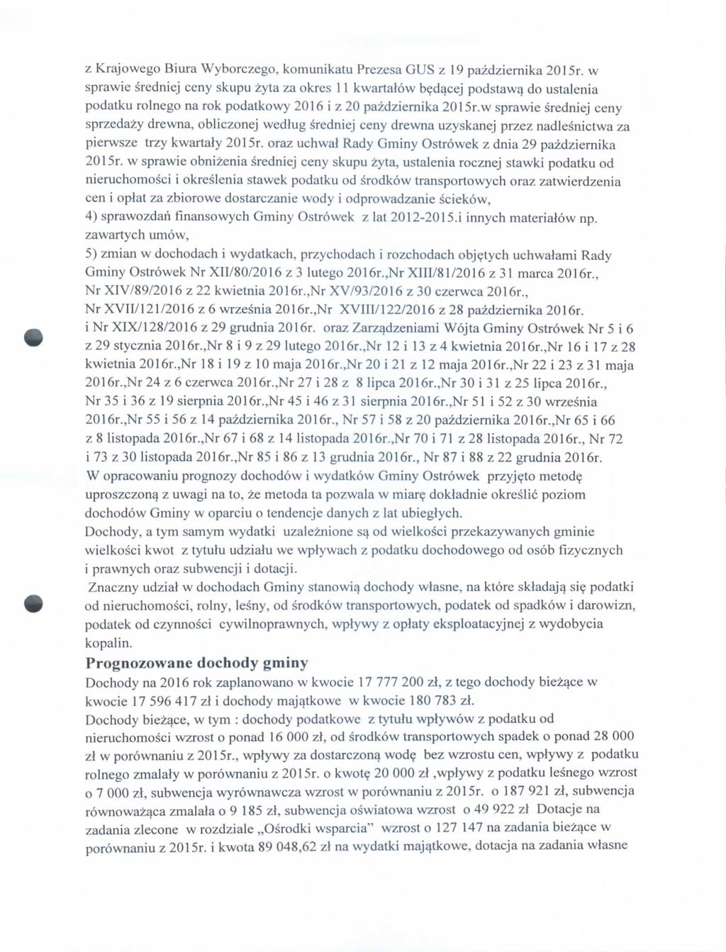 z Krajweg Bura Wybrczeg, kmunkatu Prezesa GUS z 9 pazdzernka 25r. w sprawe srednej ccny skupu zyta za kres kwartalw bedacej pdstawa d ustalcna pdatku rlneg na rk pdatkwy 26 z 2 pazdzernka 25r.