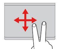 Przewijanie dwoma palcami Połóż dwa palce na trackpadzie i przesuń je poziomo lub pionowo. To działanie umożliwia przewijanie dokumentu, serwisu WWW lub aplikacji.