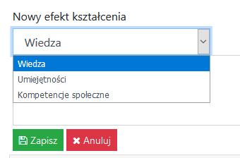 Aby wprowadzić wymagane prerekwizyty należy kliknąć dodaj a następnie wprowadzić