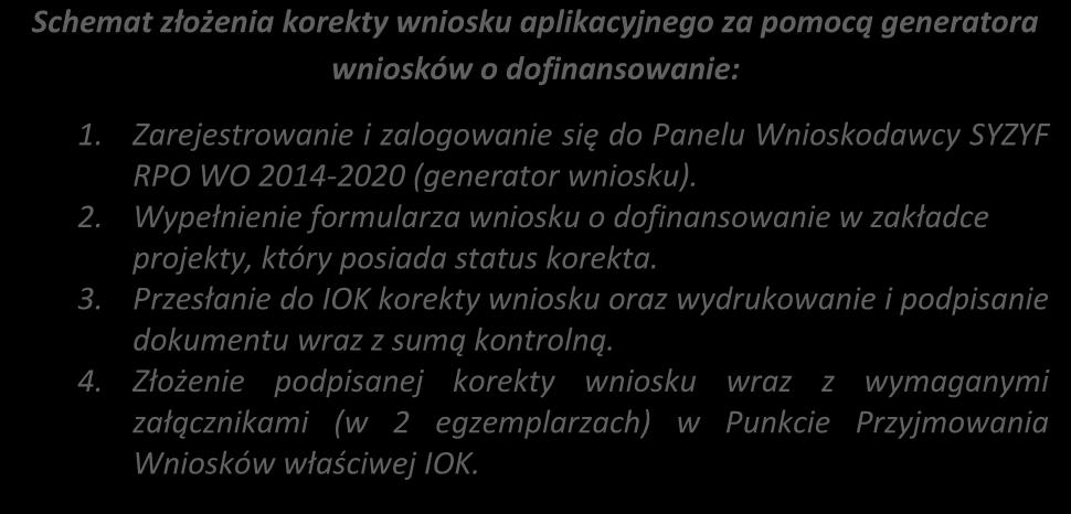 Jeśli korekta dotyczy zmian w formularzu wniosku o dofinansowanie, to po zakończonej edycji bezwzględnie należy zapisać zmiany we wniosku. 6.