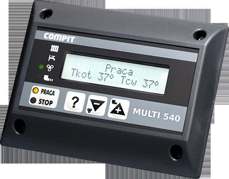 Pracą kotła jak również urządzeń dodatkowych steruje regulator elektroniczny COMPIT MULTI 540.