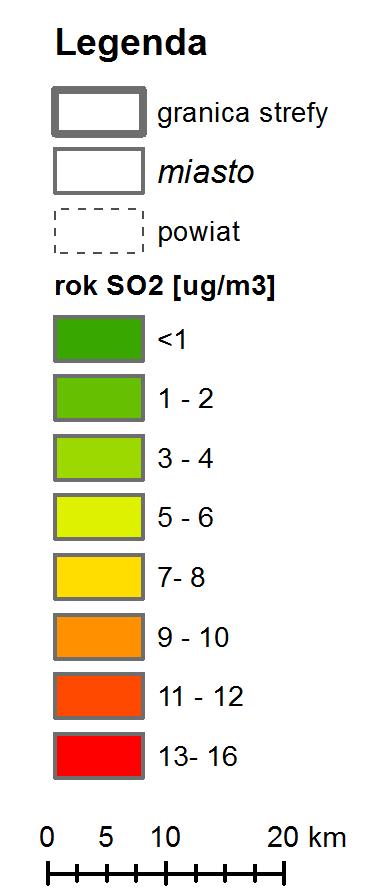 Monitoring powietrza atmosferycznego 1. Dwutlenek siarki W 2014 r.