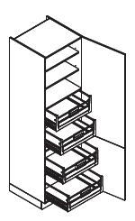 2 albo 3 szufladami szerokość: 60 cm Spiżarniana z wnęką pod mikrofalę i piekarnik z półkami lub 1, 2 albo 3 szufladami