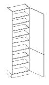 cm + cokół (ok 10-15cm), głębokość 34 cm (płytkie) Spiżarniana z 7 półkami szerokość: 30, 40, 45, 50 lub 60 cm