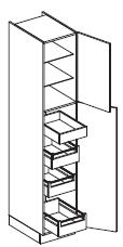 półkami i 4 szufladami wewnętrznymi szerokość: 40, 45, 50 lub 60 cm do zabudowy piekarnika szerokość 60 cm